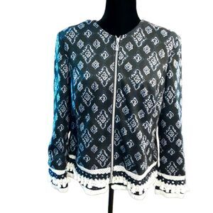 Canda C&A Premium Jacket Parisian Brocade Fully Lined‎ Zip Front Euro Sz 44